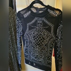 Sexy mesh spark long sleeve top